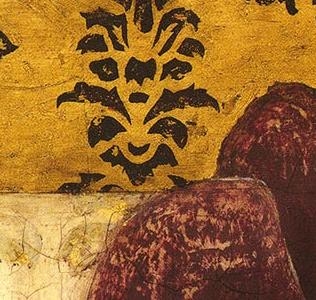 Фрагмент Декоративный цветы в золотых тонах