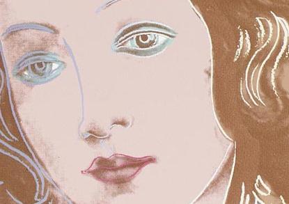 Фрагмент DETAILS OF RENAISSANCE PAINTINGS: BIRTH OF VENUS бежевого цвета на голубом фоне