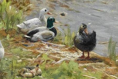 Фрагмент Ducks by a Pond