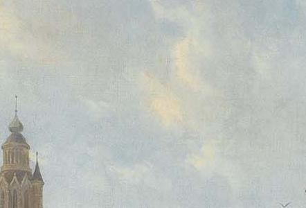 Фрагмент ELEGANT FIGURES IN A SUNLIT DUTCH TOWN