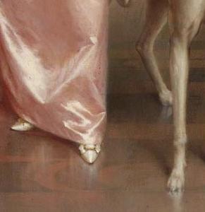 Фрагмент Элегантная дама с собакой