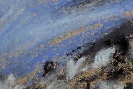 Фрагмент FEMME AU CHAPEAU BLEU GARNI D UNE GUIRLANDE