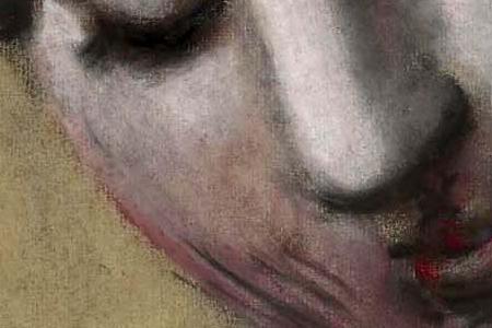 Фрагмент FEMME AU CHAPEAU BLEU GARNI D UNE GUIRLANDE