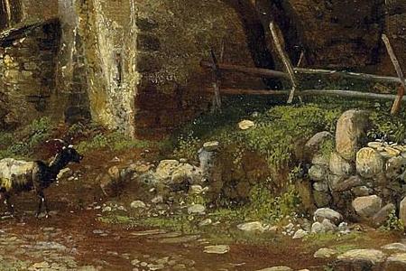 Фрагмент Ferme avec paysanne et animaux