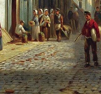 Фрагмент FIGURES IN THE SUNLIT STREETS OF A DUTCH TOWN