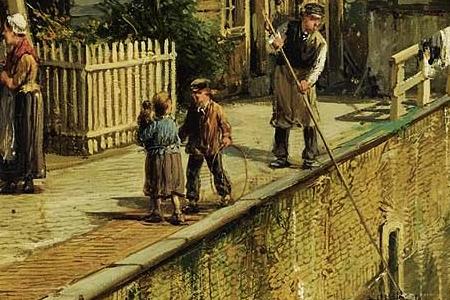 Фрагмент FIGURES ON A QUAY IN A SUNLIT TOWN POSSIBLY HAARLEM