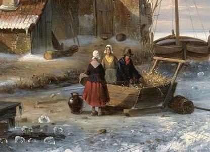 Фрагмент FIGURES ON THE ICE UNLOADING A SLEDGE