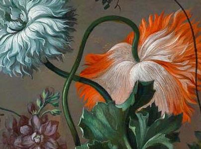 Фрагмент Floral still life with a butterfly 19th Century