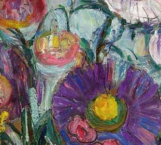 Фрагмент Flowers on a yellow table