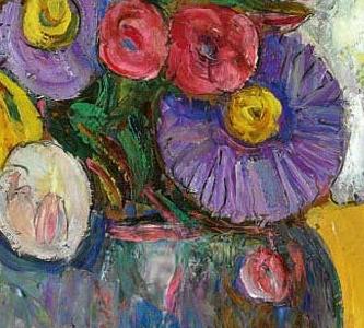 Фрагмент Flowers on a yellow table