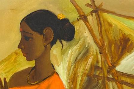 Фрагмент Girl standing by a hut