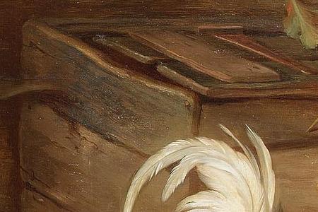 Фрагмент Goats chickens and chicks in a barn