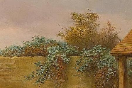 Фрагмент Goats chickens and chicks in a farmyard