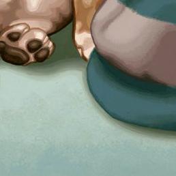 Фрагмент Голубая шапочка и шарфик в полоску