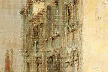 Фрагмент Gondolas on a canal Venice