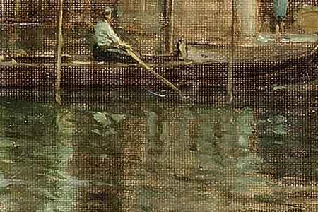 Фрагмент Gondolas on a canal Venice