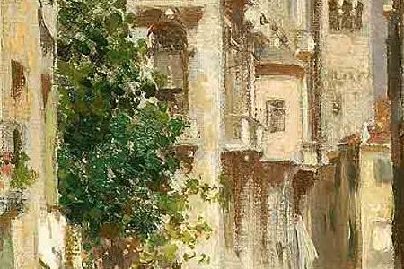 Фрагмент Gondolas on a Venetian backwater