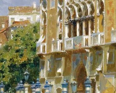 Фрагмент GONDOLIERS IN FRONT OF THE PALAZZO CAVALLI-FRANCHE