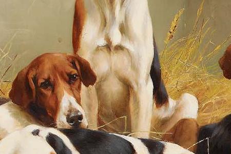 Фрагмент Hounds in a kennel