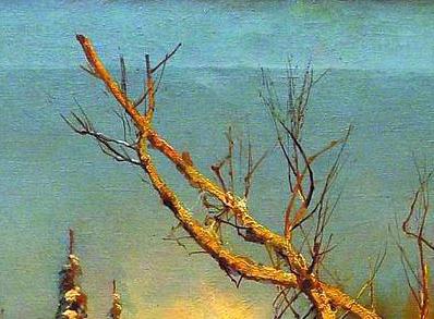 Фрагмент имний пейзаж с избушкой