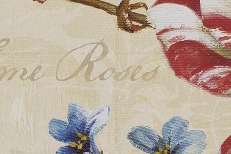 Фрагмент Красная птица в цветах