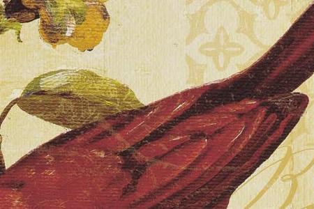 Фрагмент Красная птица в желтых тонах 2
