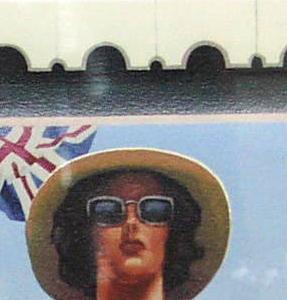 Фрагмент Lady on a beachside veranda flanked by gentleman