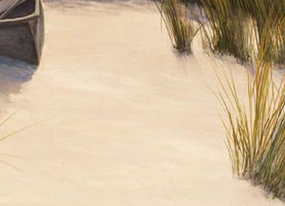 Фрагмент Лодка на пляже с белым песком