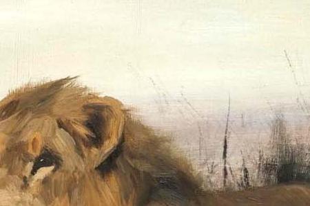 Фрагмент LOWEN IN VERBRANNTER STEPPE LIONS IN A BURNT STEPPE