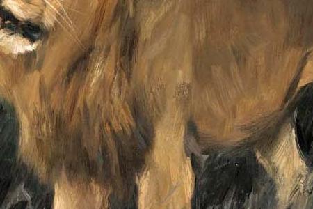 Фрагмент LOWEN IN VERBRANNTER STEPPE LIONS IN A BURNT STEPPE