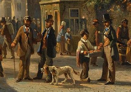 Фрагмент MANY FIGURES ON A MARKET IN A DUTCH TOWN