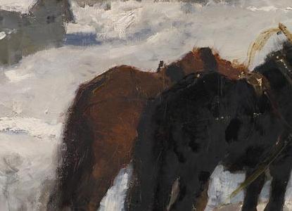 Фрагмент Мужик с двумя лошадьми