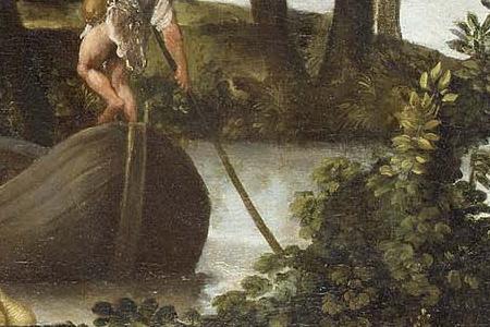 Фрагмент Naples A river landscape with elegant figures disembarking a ferry