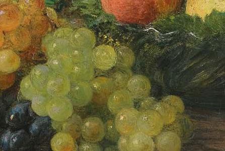 Фрагмент Натбрморт цветы и фрукты