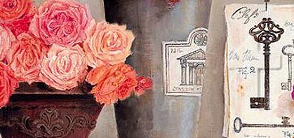 Фрагмент Натюрморт в розовых тонах часы справа