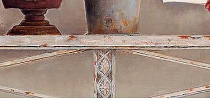 Фрагмент Натюрморт в розовых тонах часы справа