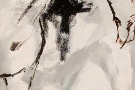 Фрагмент Пара лошадей играющих в лунном свете