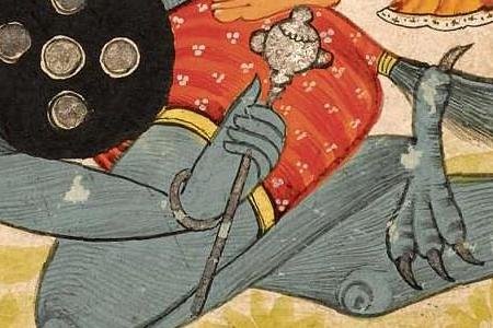 Фрагмент PARASHURAMA SLAYING THE BUFFALO DEMON INDIA BILASPUR CIRCA 1700