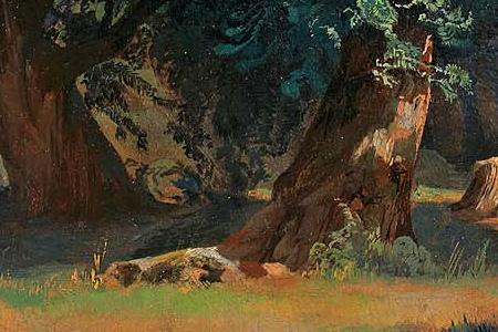 Фрагмент PAYSAGE AUX CH NESLANDSCAPE WITH OAK TREES