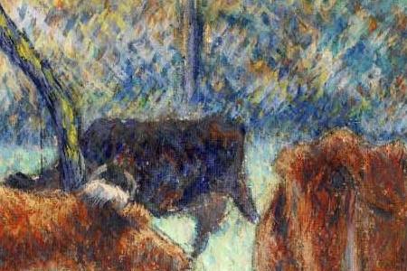 Фрагмент PAYSANNES ASSISES GARDANT DES VACHES