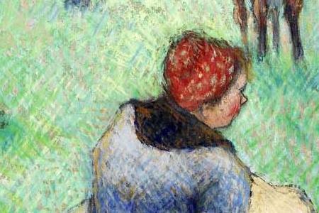 Фрагмент PAYSANNES ASSISES GARDANT DES VACHES