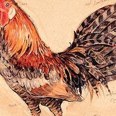 Фрагмент Петушок на красном фоне II