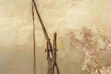 Фрагмент Пейзаж с цветущими деревьями