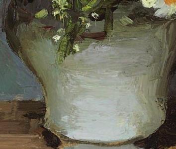 Фрагмент Пионы на голубом фоне