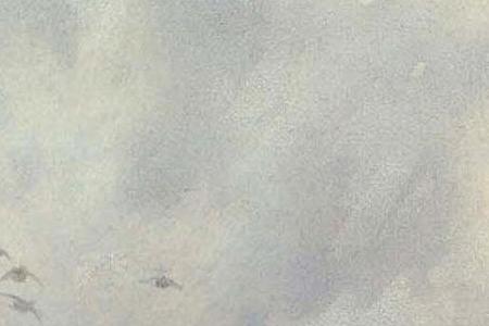 Фрагмент Полет Глухарей над горным озером