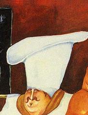 Фрагмент Повар с булками и вином