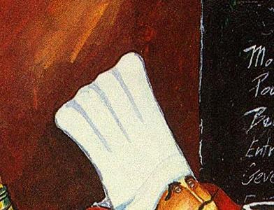 Фрагмент Повар с бутылкой красного вина