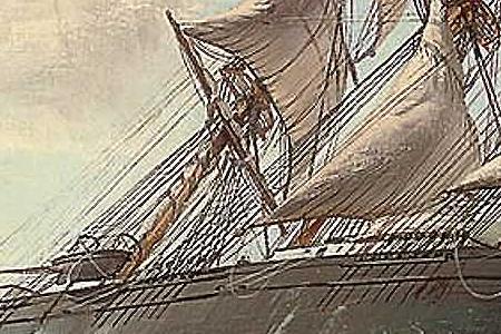 Фрагмент Racing Wings Tea clippers heeling in the ocean breeze