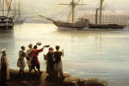 Фрагмент Русская эскадра на Севастопольском рейде