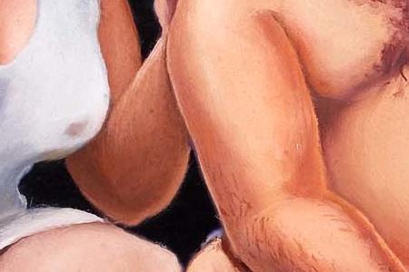 Фрагмент Семейная пара в бане с пивом